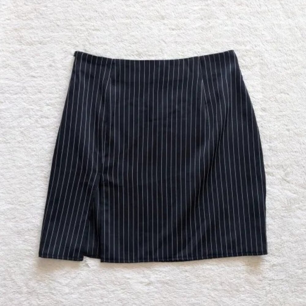PLT Pinstripe Split Detail Mini Skirt
